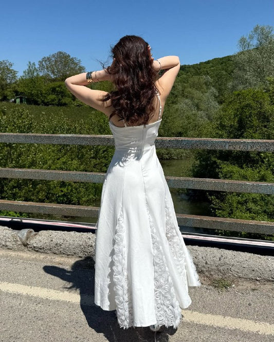 White Strap with Rose Dress