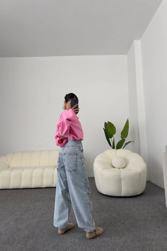 Charles Snow Washed High Waist Jean with Elastic Legs
