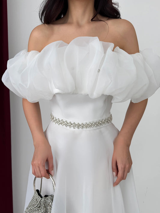 Peri White Vibe Evening Dress