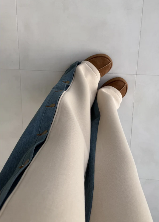 طقم فيليسيتي من مزيج الدنيم الكريمي المصقول