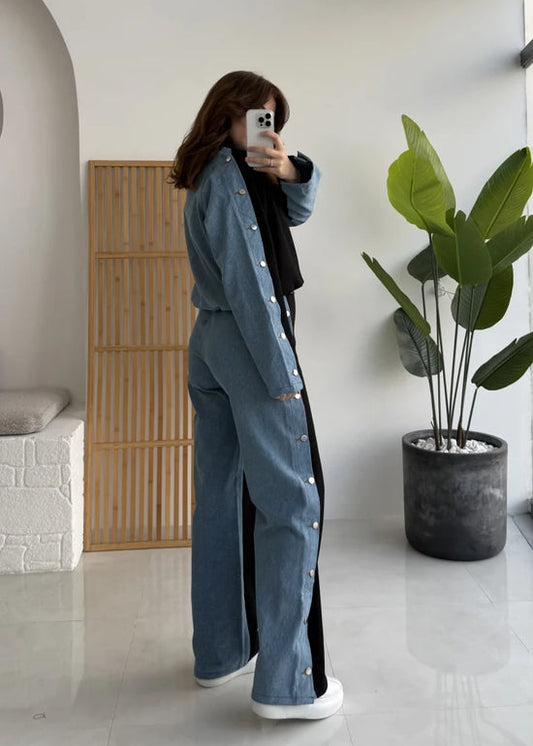 Felicity Black Denim Blend Brushed Trousers