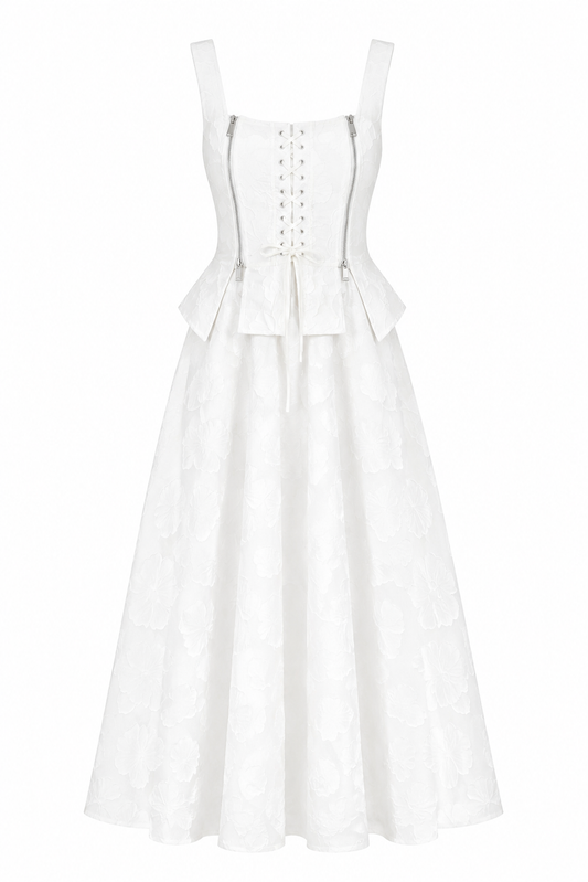 White Sarpy Patterned Corset Set