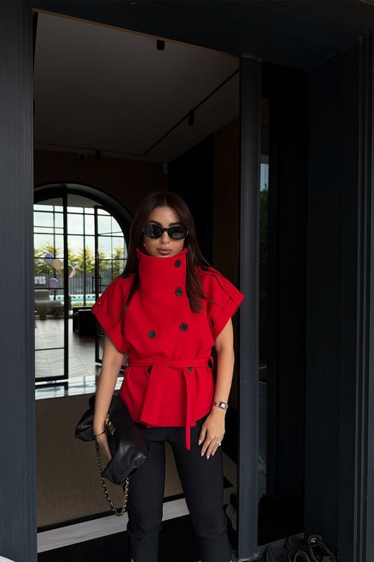 Double Sleeve Short Sleeve Jacket with Epaulets