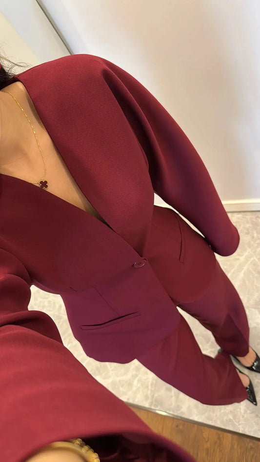 Bordo Waisted Trouser Set