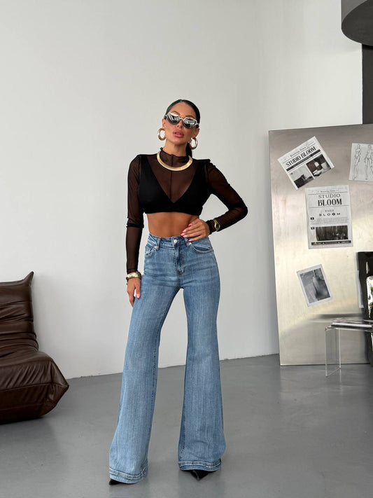 High-Waist Flare Jeans