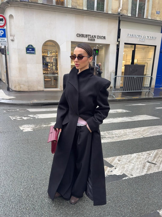 STAND-UP COLLAR WAIST SITTING PADDED MAXI CACHET COAT