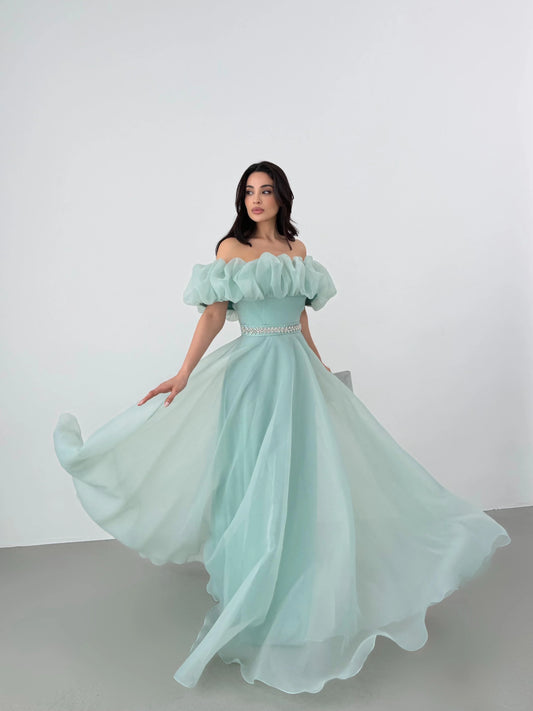 Peri Mint Green Vibe Evening Dress