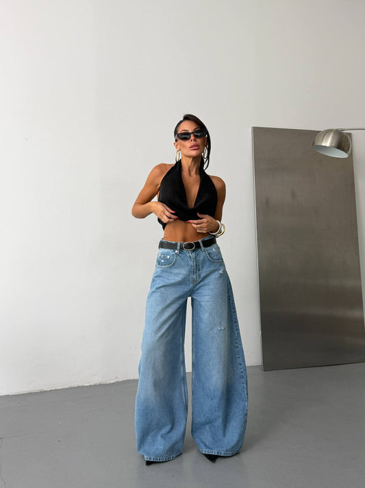 High-Waisted Balloon Wide-Leg Jeans