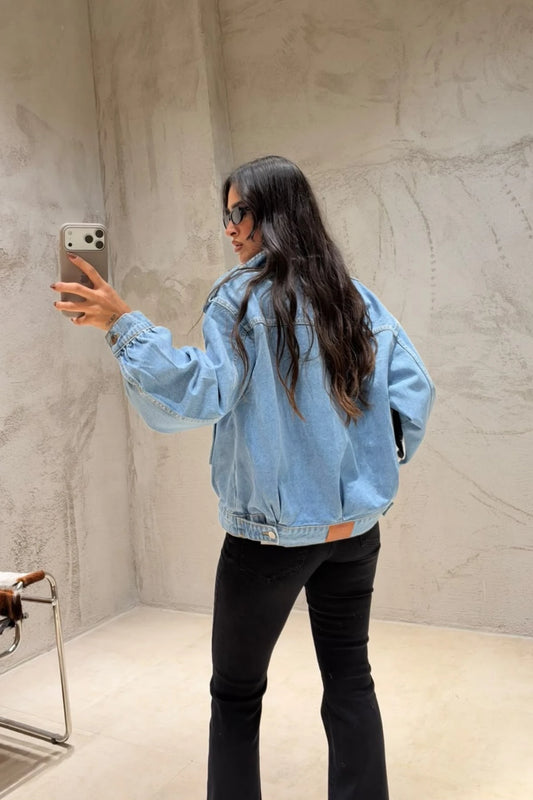 Avery Oversized Denim Trench Jacket