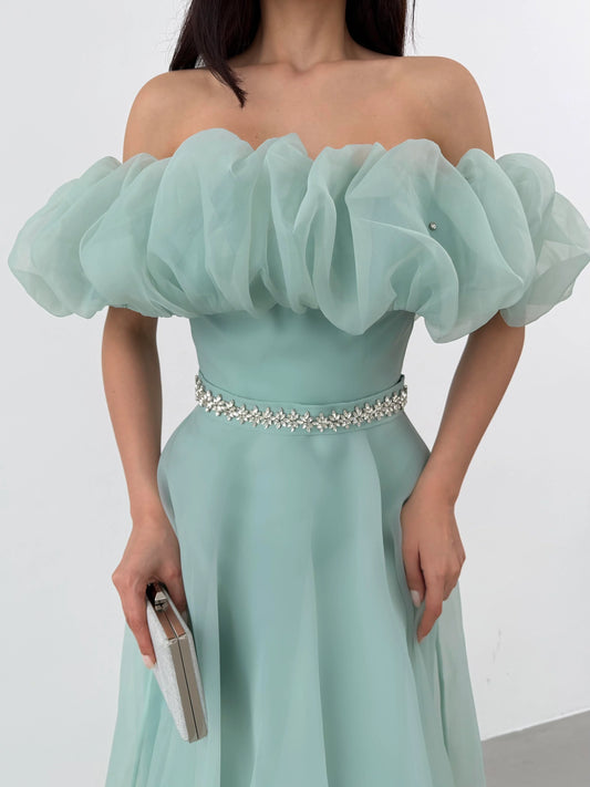 Peri Mint Green Vibe Evening Dress