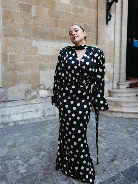 The Polka Black Maxi Dress