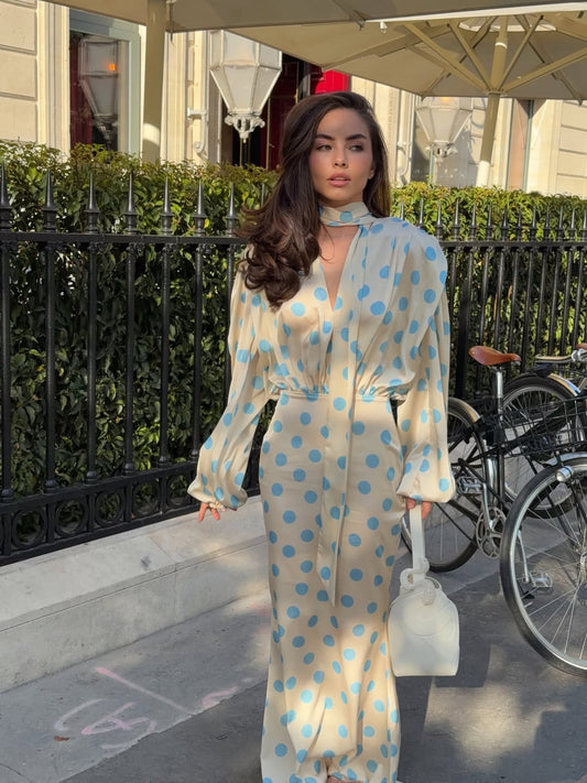 The Polka Baby Blue Maxi Dress