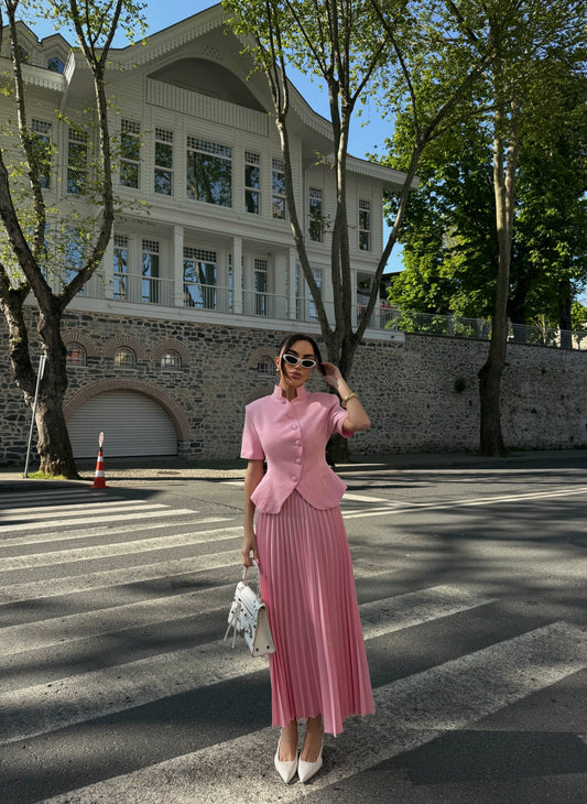 Pink Pleated Set