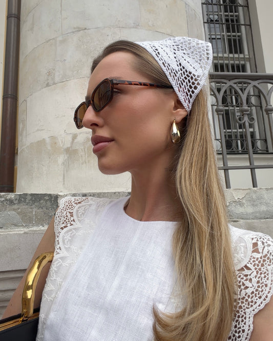 White Guipure Ruffled Midi Dress