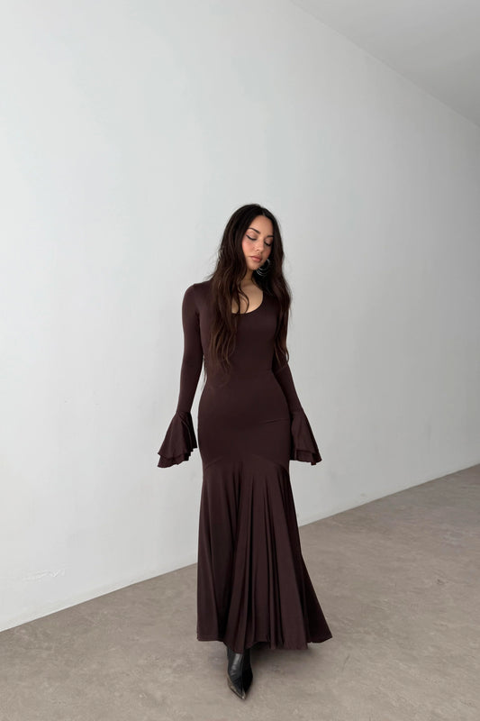 Eva with Flounce Sleeves Dress