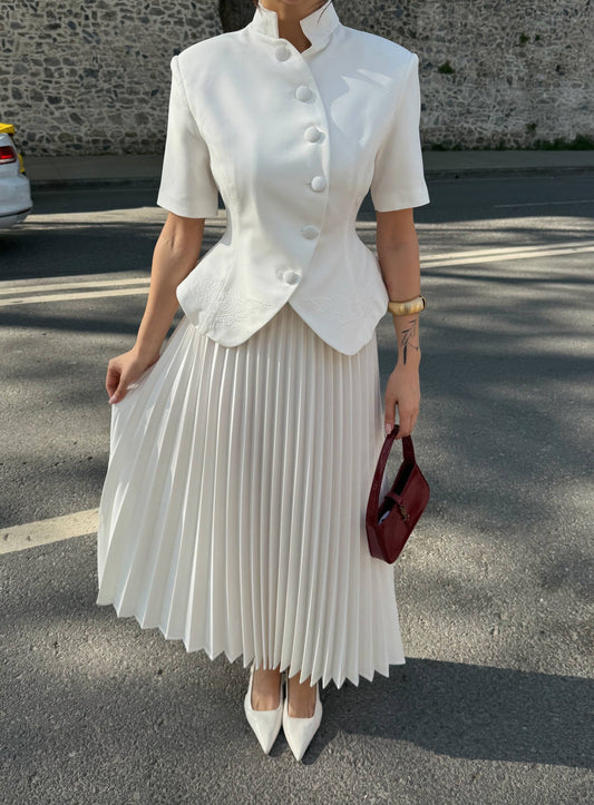White Pleated Set