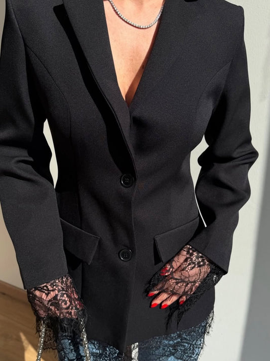 Black with Lace Details Jacket
