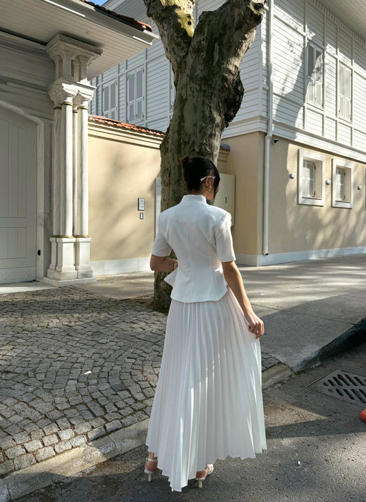 White Pleated Set