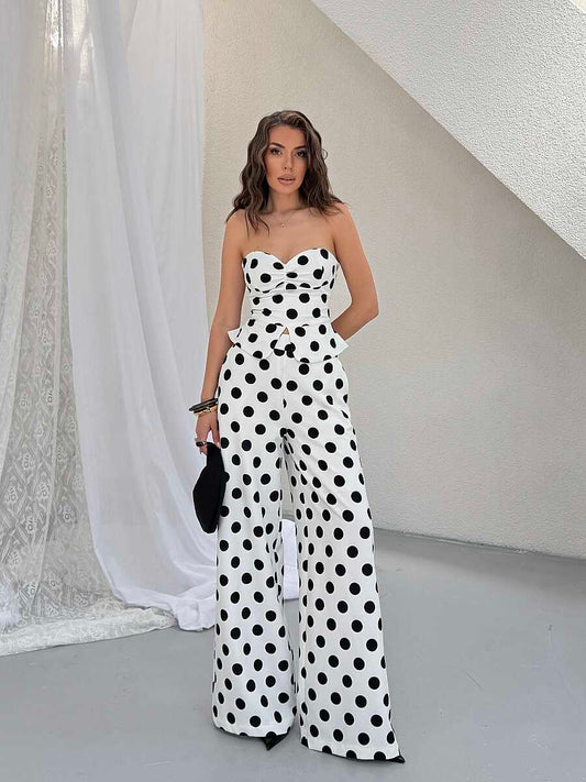 Monroe Polka Dot Wide-Leg Suit
