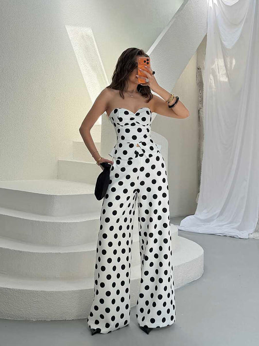 Monroe Polka Dot Wide-Leg Suit