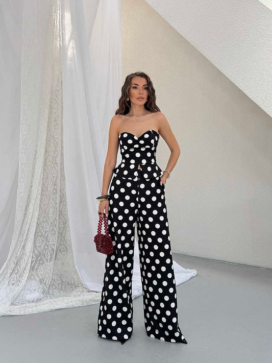 Monroe Polka Dot Wide-Leg Suit