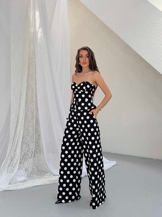 Monroe Polka Dot Wide-Leg Suit