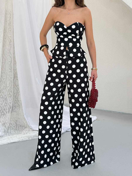 Monroe Polka Dot Wide-Leg Suit