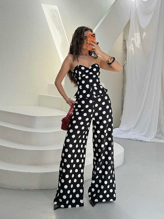 Monroe Polka Dot Wide-Leg Suit