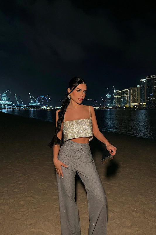 Grey Shynix Embellished Trousers