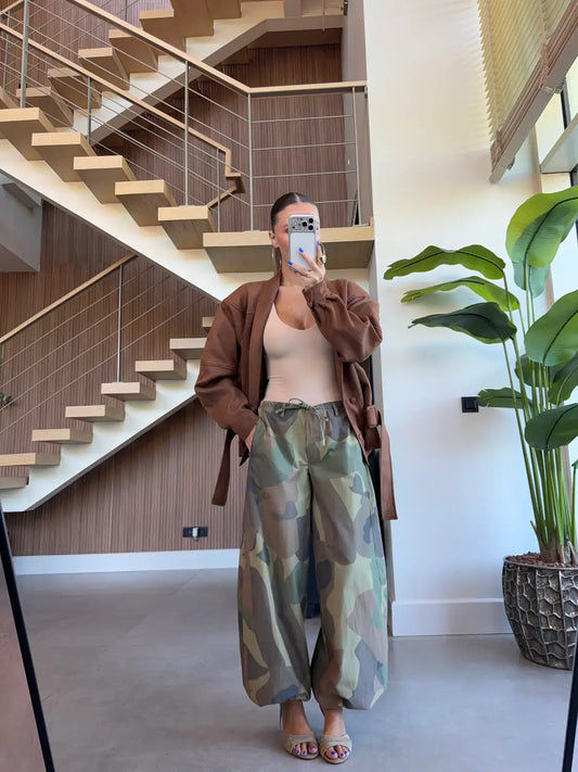Camouflage Wide-Leg Cargo Pants