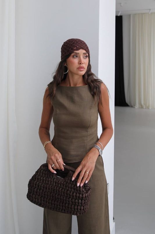 Khaki Ceres Raw Linen Set