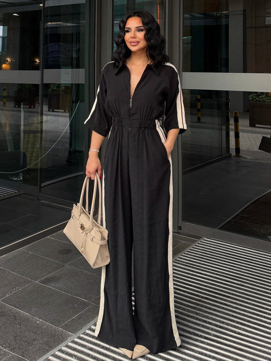 Seoul Black Striped Tencel Jumpsuit