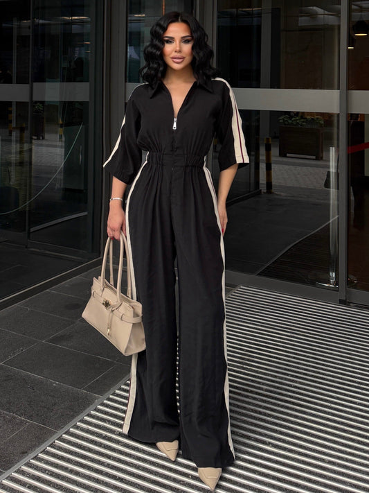Seoul Black Striped Tencel Jumpsuit