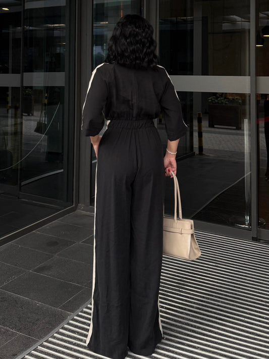 Seoul Black Striped Tencel Jumpsuit