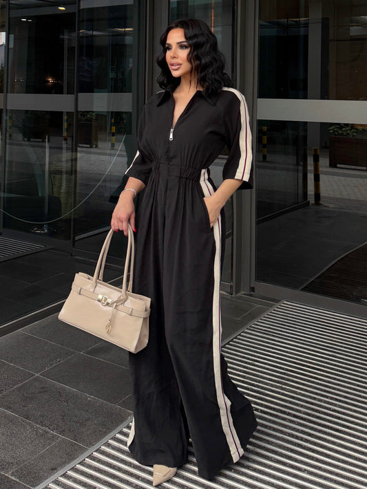 Seoul Black Striped Tencel Jumpsuit