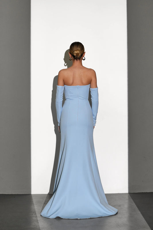Lina's Embellished Evening in Baby Blue Dress