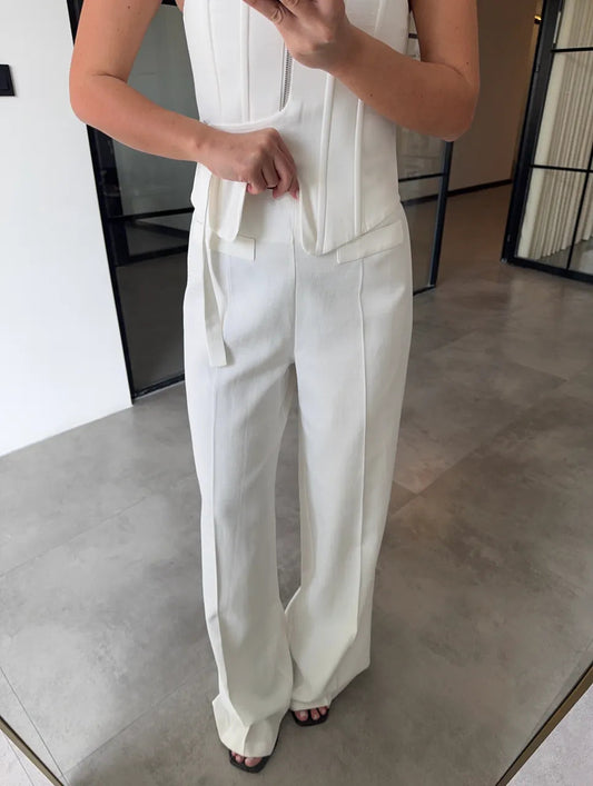 EKRU PALAZZO WITH COVER POCKET SUIT