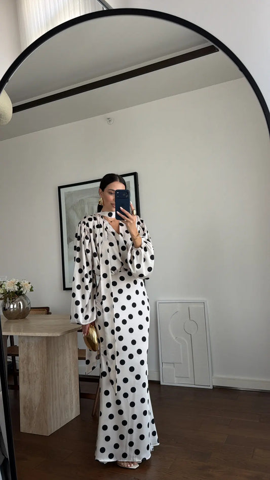 The Polka Ecru Maxi Dress