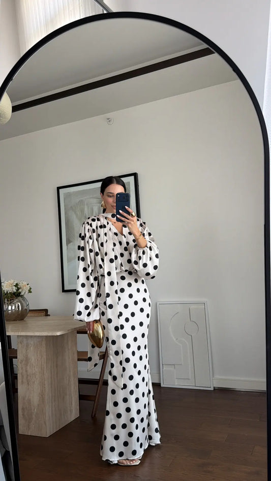 The Polka Ecru Maxi Dress