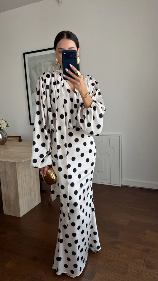 The Polka Ecru Maxi Dress