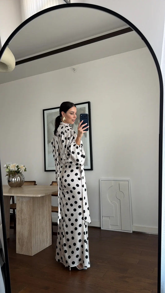 The Polka Ecru Maxi Dress