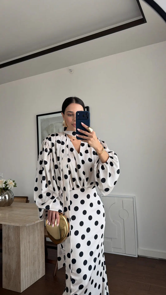 The Polka Ecru Maxi Dress