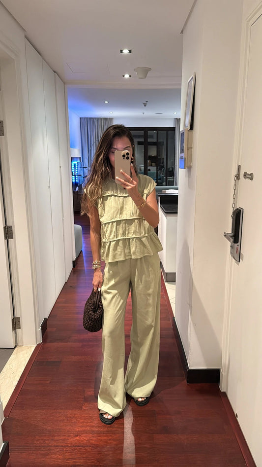 VALON DETAILED LINEN TROUSERS