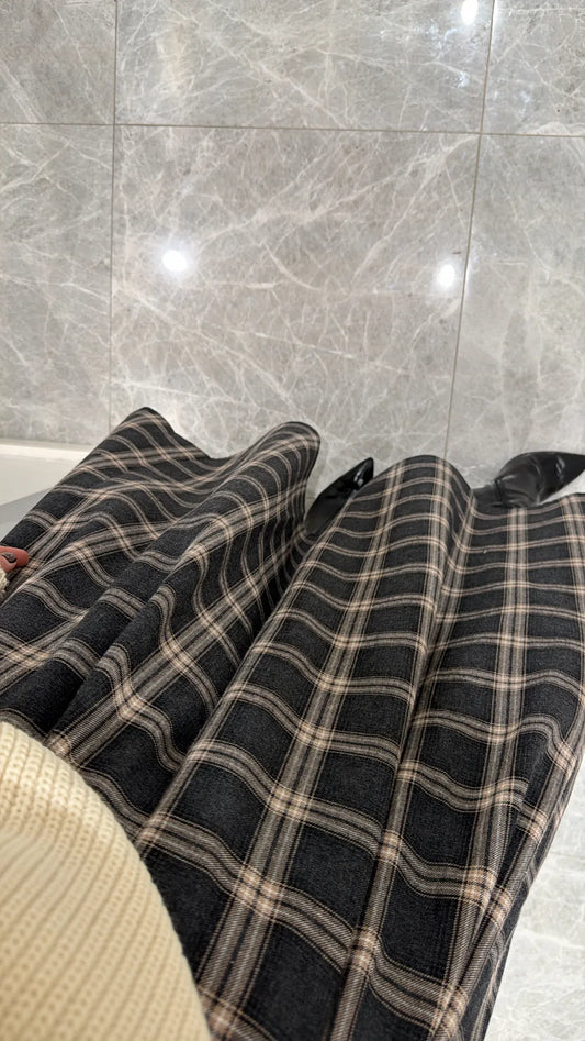 PLAID PATTERNED MIDI SKIRT