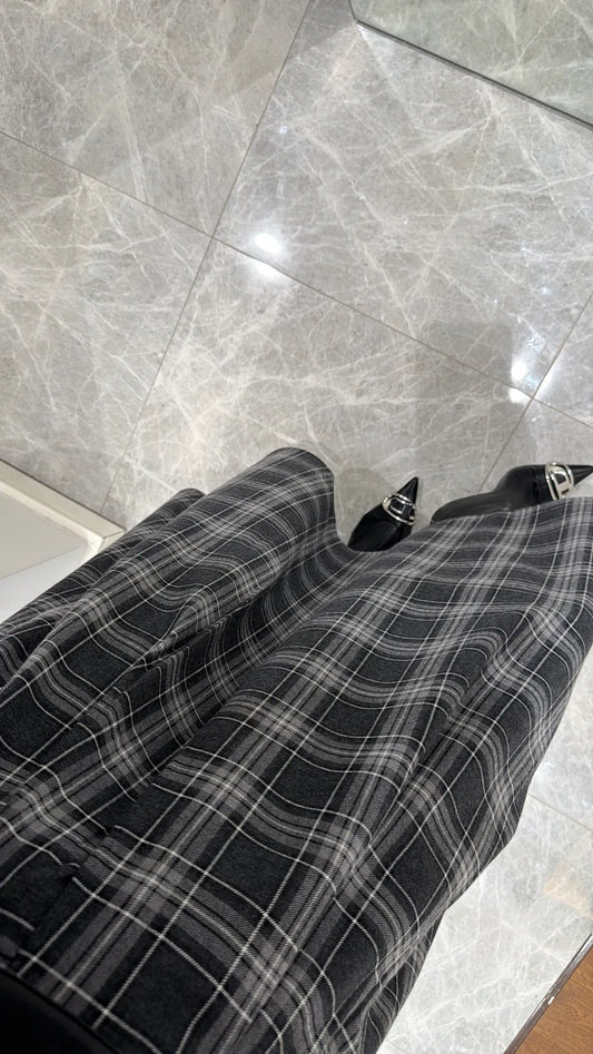 PLAID PATTERNED MIDI SKIRT