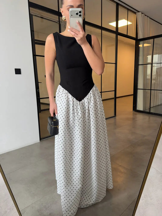 POLKA DOT WAIST-FITTED DRESS