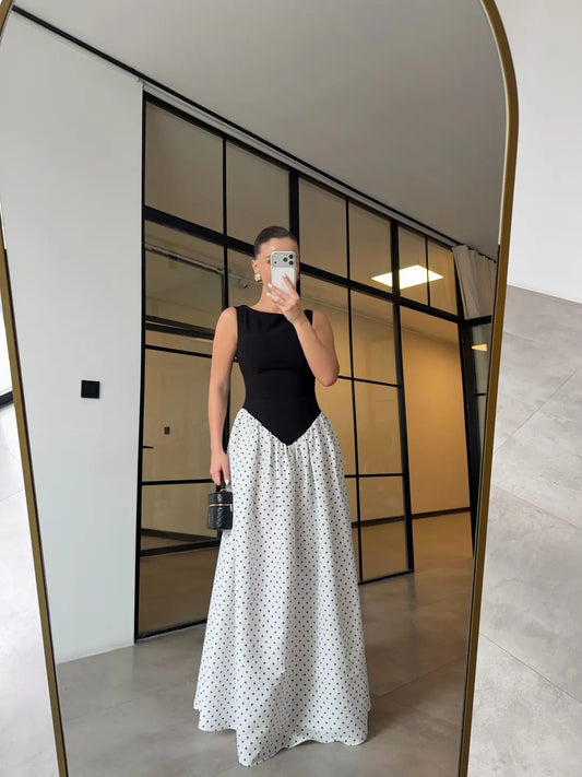 POLKA DOT WAIST-FITTED DRESS