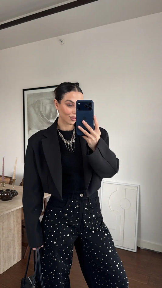 Stylish Cropped With Massive Shoulders Jacket