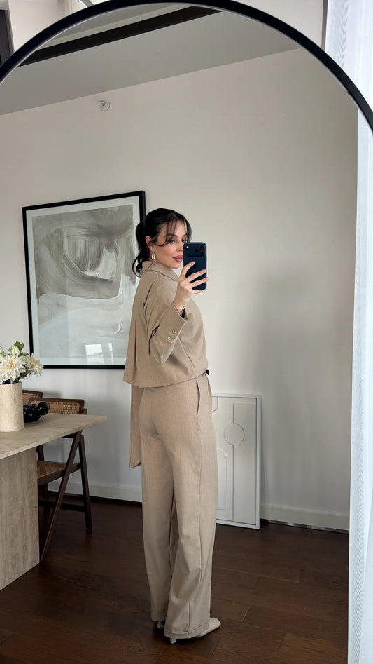 طقم تفاصيل شال بيج