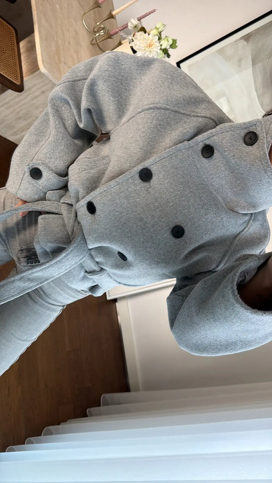 Grey Arnica Stand-Up Collar Short Cashmere Coat